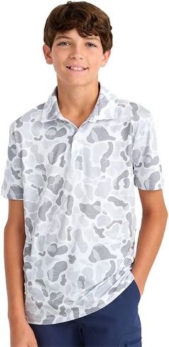 HUK Boys Pursuit Lite Pattern Polo, Performance Short Sleeve Polo Shirt for Kids in Kuwait