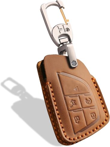 Leather Key Fob Cover, Compatible with 2021-2025 2026 GMC Yukon Denali Sierra, For Chevy Silverado Suburban Tahoe Buick etc, Retro Style Design Key Holder Protector(5 Button, Black) in Saudi Arabia
