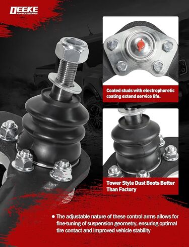 Front Upper Control Arms for 2002–2007 Jeep Liberty KJ, 1–4" Lift, Heavy Duty Suspension Arms with Pre-Installed PU Bushings & Ball Joints, Wrinkle Black (2PCS) in Kuwait