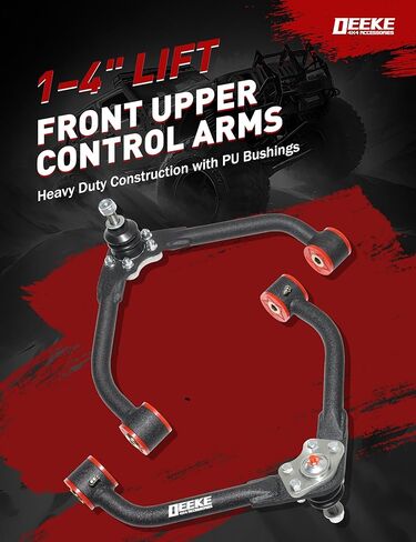 Front Upper Control Arms for 2002–2007 Jeep Liberty KJ, 1–4" Lift, Heavy Duty Suspension Arms with Pre-Installed PU Bushings & Ball Joints, Wrinkle Black (2PCS) in Kuwait