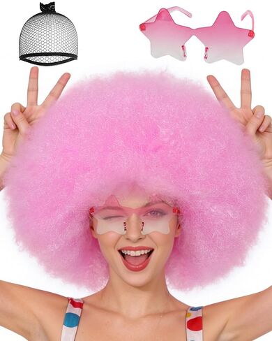 3 Pcs Mrs Roper Wig Short Curly Red Orange Wig for Women Red Afro Wig with Orange Jewelry Necklace for Halloween Costume Party Disco Retro Wig Outfit Large Head XL Wig Synthetic Wig +Wig Cap ﻿ in Saudi Arabia