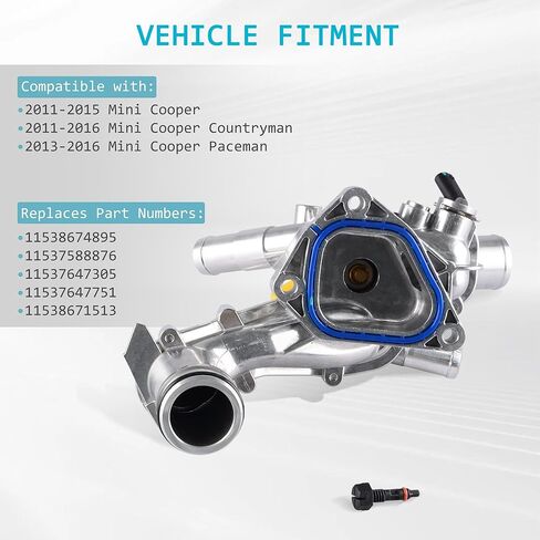 11538674895 Engine Coolant Thermostat Housing Assembly Compatible for Mini Cooper 2011-2015, Mini Cooper Countryman 2011-2016, Mini Cooper Paceman 2013-2016 in Kuwait