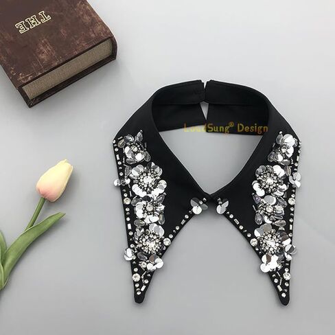 LoudSung Detachable Neckwear Simple Fake Collar Retro False Collar Colorful Embroidery Design for Women Girls in Saudi Arabia