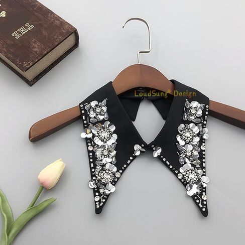 LoudSung Detachable Neckwear Simple Fake Collar Retro False Collar Colorful Embroidery Design for Women Girls in Saudi Arabia