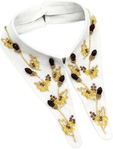 LoudSung Detachable Neckwear Simple Fake Collar Retro False Collar Colorful Embroidery Design for Women Girls in Saudi Arabia