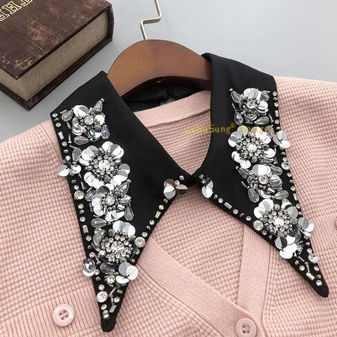 LoudSung Detachable Neckwear Simple Fake Collar Retro False Collar Colorful Embroidery Design for Women Girls in Saudi Arabia
