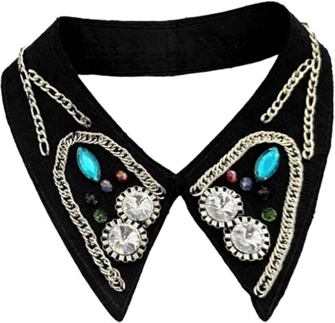 LoudSung Detachable Neckwear Simple Fake Collar Retro False Collar Colorful Embroidery Design for Women Girls in Saudi Arabia