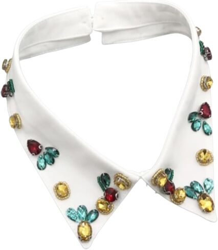 LoudSung Detachable Neckwear Simple Fake Collar Retro False Collar Colorful Embroidery Design for Women Girls in Saudi Arabia