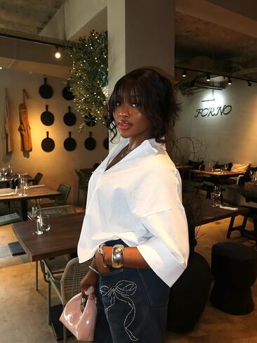 Oversized Button Down Shirts 3/4 Sleeve Loose Womens Tops V Neck Cotton Blouse Casual Dressy Business in Saudi Arabia
