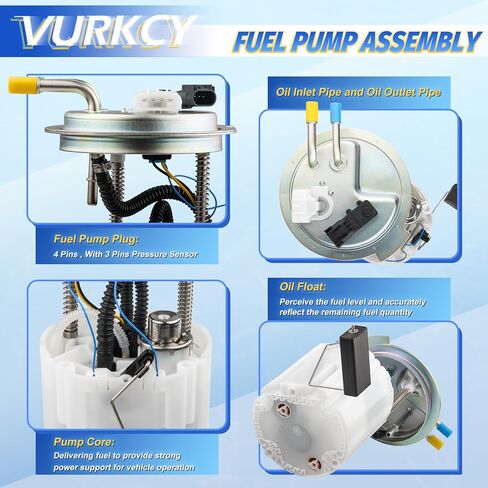 Electric Fuel Pump Module Assembly with Pressure Sensor Compatible with 2008-2014 Chevrolet Tahoe & GMC Yukon, 2009-2014 Cadillac Escalade, V8 5.3L/ V8 6.2L, Replace E3768M P76297M in Saudi Arabia