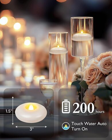 5plots 24Pack 200 Hour Flameless Floating Candles, 3 Inches White Waterproof Led Tealights for Wedding Vases Centerpieces Party Proposal Pool Decor Decoration in Saudi Arabia