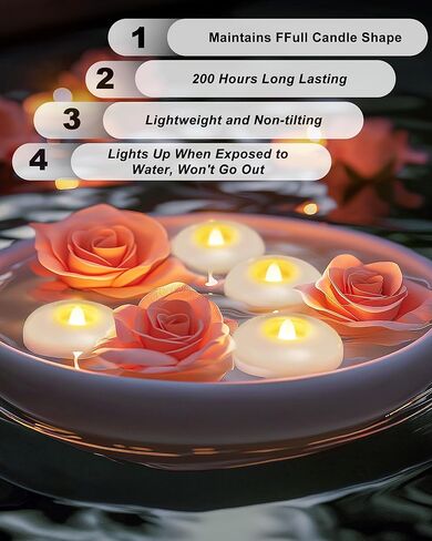 5plots 24Pack 200 Hour Flameless Floating Candles, 3 Inches White Waterproof Led Tealights for Wedding Vases Centerpieces Party Proposal Pool Decor Decoration in Saudi Arabia