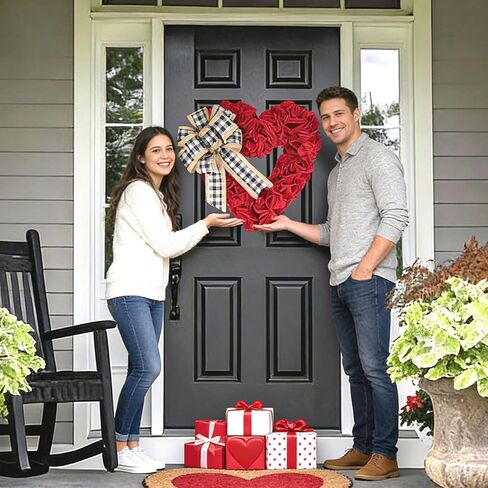 ديكور عيد الحب، أكاليل عيد الحب للباب الأمامي، إكليل القلب للشرفة المنزلية والجدار الخارجي، على شكل قلب ديكور أحمر كبير دي سان فالنتين - Corazones para Decoracion in Kuwait