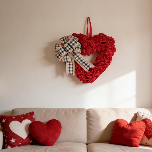 ديكور عيد الحب، أكاليل عيد الحب للباب الأمامي، إكليل القلب للشرفة المنزلية والجدار الخارجي، على شكل قلب ديكور أحمر كبير دي سان فالنتين - Corazones para Decoracion in Kuwait