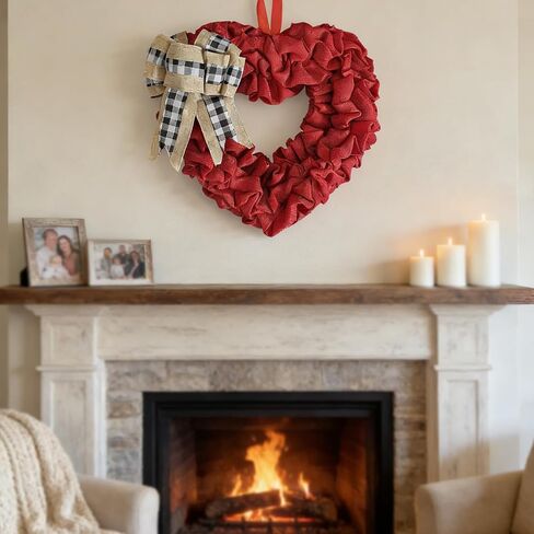 ديكور عيد الحب، أكاليل عيد الحب للباب الأمامي، إكليل القلب للشرفة المنزلية والجدار الخارجي، على شكل قلب ديكور أحمر كبير دي سان فالنتين - Corazones para Decoracion in Kuwait