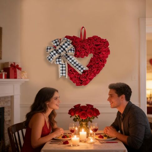 ديكور عيد الحب، أكاليل عيد الحب للباب الأمامي، إكليل القلب للشرفة المنزلية والجدار الخارجي، على شكل قلب ديكور أحمر كبير دي سان فالنتين - Corazones para Decoracion in Kuwait