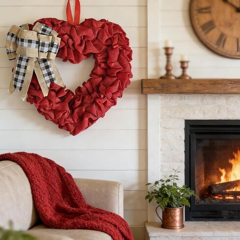 ديكور عيد الحب، أكاليل عيد الحب للباب الأمامي، إكليل القلب للشرفة المنزلية والجدار الخارجي، على شكل قلب ديكور أحمر كبير دي سان فالنتين - Corazones para Decoracion in Kuwait