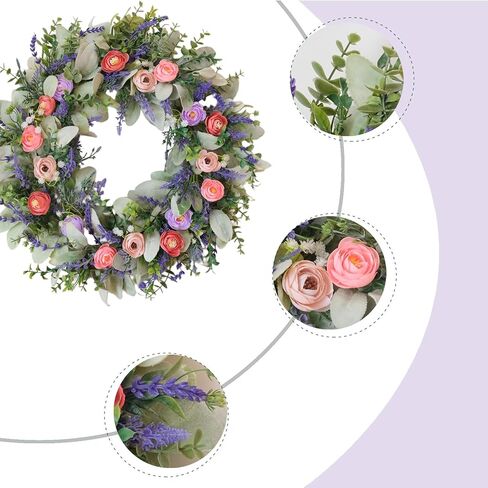 22 Inches Spring Wreaths for Front Door Blue Spring Door Wreath Summer Floral Wreath with Wildflower for Wall Porch Indoors Outdoor Window Home Farmhouse Decorations in Saudi Arabia