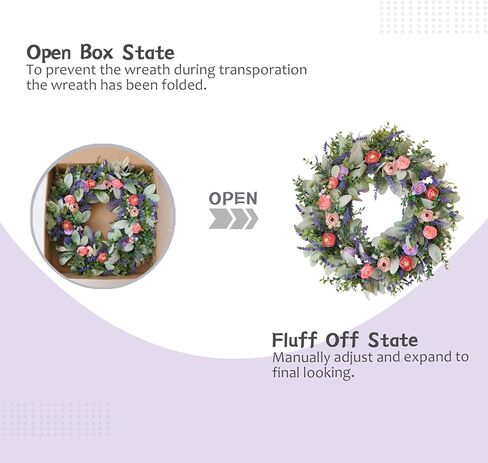 22 Inches Spring Wreaths for Front Door Blue Spring Door Wreath Summer Floral Wreath with Wildflower for Wall Porch Indoors Outdoor Window Home Farmhouse Decorations in Saudi Arabia