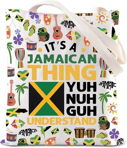 KUIYAI Jamaica Vacation Trip Tote Bag Jamaican Roots Gift Caribbean Culture Gift It's A Jamaican Thing Yuh Nuh Guh Understand in Saudi Arabia
