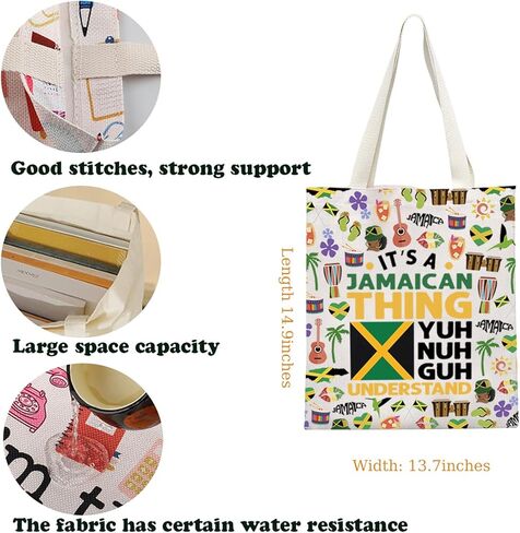 KUIYAI Jamaica Vacation Trip Tote Bag Jamaican Roots Gift Caribbean Culture Gift It's A Jamaican Thing Yuh Nuh Guh Understand in Saudi Arabia