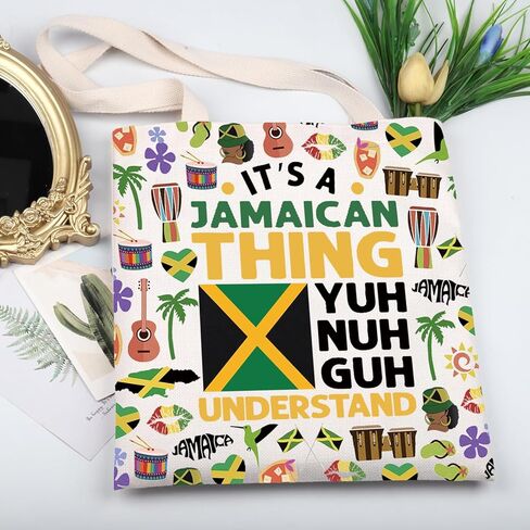 KUIYAI Jamaica Vacation Trip Tote Bag Jamaican Roots Gift Caribbean Culture Gift It's A Jamaican Thing Yuh Nuh Guh Understand in Saudi Arabia
