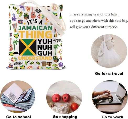 KUIYAI Jamaica Vacation Trip Tote Bag Jamaican Roots Gift Caribbean Culture Gift It's A Jamaican Thing Yuh Nuh Guh Understand in Saudi Arabia