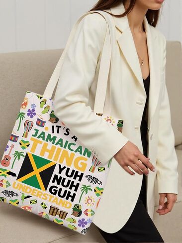 KUIYAI Jamaica Vacation Trip Tote Bag Jamaican Roots Gift Caribbean Culture Gift It's A Jamaican Thing Yuh Nuh Guh Understand in Saudi Arabia