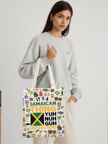 KUIYAI Jamaica Vacation Trip Tote Bag Jamaican Roots Gift Caribbean Culture Gift It's A Jamaican Thing Yuh Nuh Guh Understand in Saudi Arabia
