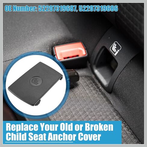 Rear Child Seat Anchor ISOFix Cover 52207319687 52207319686 for BMW 1 Series E81 E82 F20 F21 Black Replacement Car Parts in Saudi Arabia