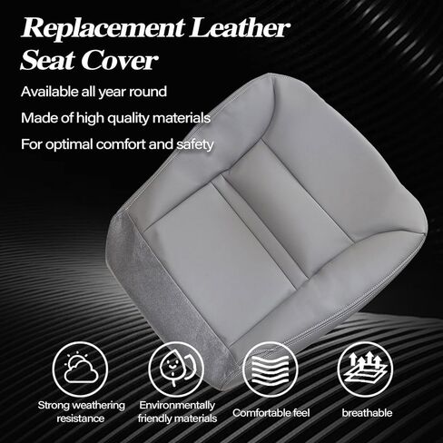 SecosAutoparts Front Driver Side Bottom Replacement Microfiber Leather Seat Cover #2 Medium Graphite Gray Compatible with Ford Excursion XLT Limited 2000 2001 in Saudi Arabia