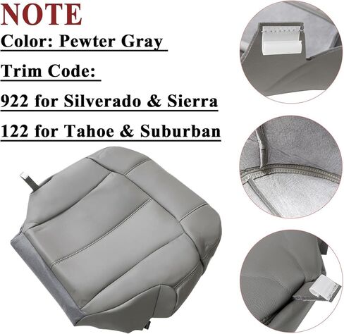 NLQR Front Driver and Passenger Side Bottom and Top Seat Covers & Driver Bottom Foam Cushion Compatible with Chevy Silverado Tahoe Suburban GMC Sierra 1999-2002 in Saudi Arabia