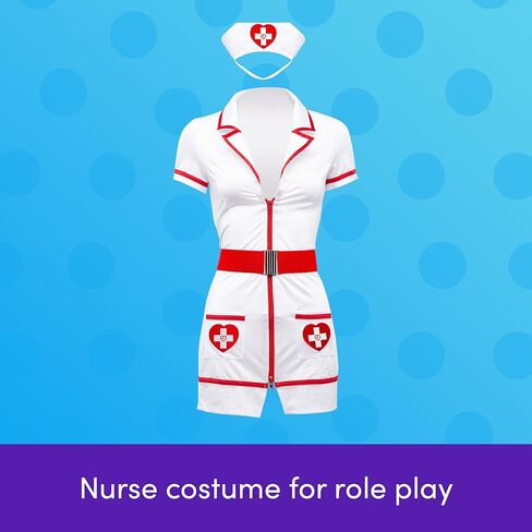 Lovehoney Nurse Costume | Adult Nurse Outfit with Hat | Plus Size White Dress | Cosplay Lingerie for Women | Sizes 4-18 in Kuwait