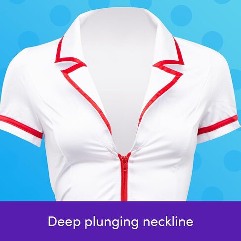 Lovehoney Nurse Costume | Adult Nurse Outfit with Hat | Plus Size White Dress | Cosplay Lingerie for Women | Sizes 4-18 in Kuwait