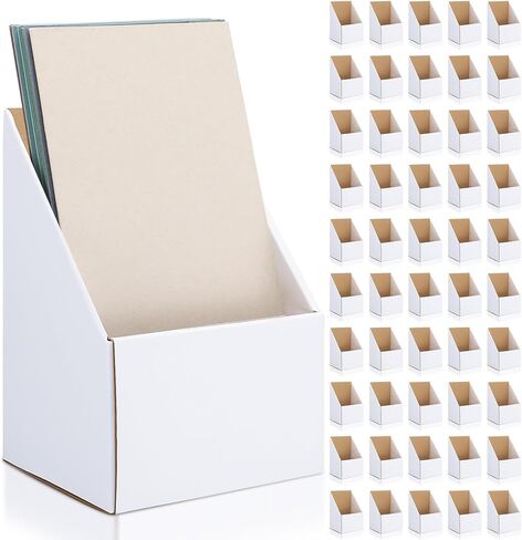 50 Pcs Corrugated Brochure Holders for 4 x 9'' Literature White Cardboard Display Stands Corrugated Trifold Brochure Holders for Magazine, Pamphlet, Booklets, Menu, Offices in Saudi Arabia