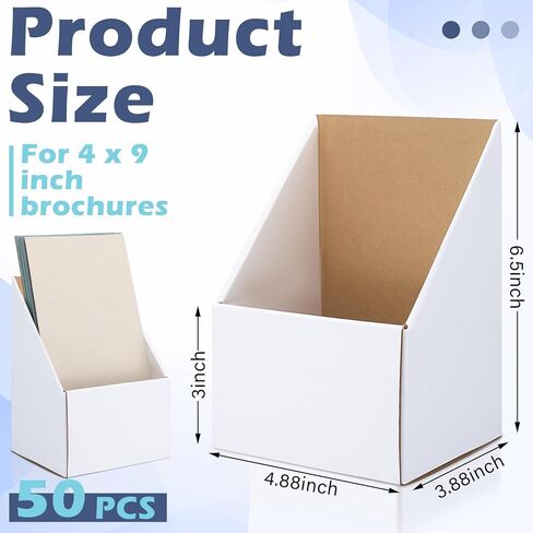 50 Pcs Corrugated Brochure Holders for 4 x 9'' Literature White Cardboard Display Stands Corrugated Trifold Brochure Holders for Magazine, Pamphlet, Booklets, Menu, Offices in Saudi Arabia