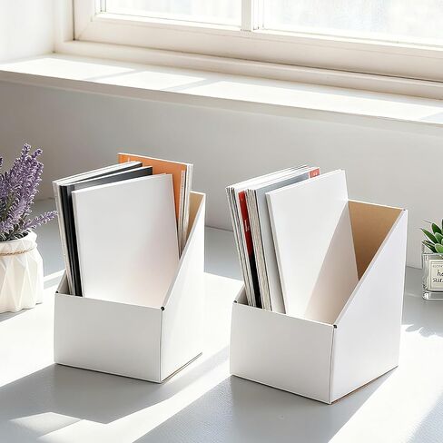50 Pcs Corrugated Brochure Holders for 4 x 9'' Literature White Cardboard Display Stands Corrugated Trifold Brochure Holders for Magazine, Pamphlet, Booklets, Menu, Offices in Saudi Arabia
