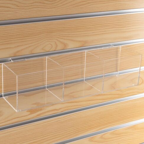 CiaoHER Slatwall Acrylic Retail Tray Rectangular Clear Dump Bin Merchandise Storage Organizer Caddy for Slatwall Displays, 16"x4"x4" (3 compartments) in Kuwait