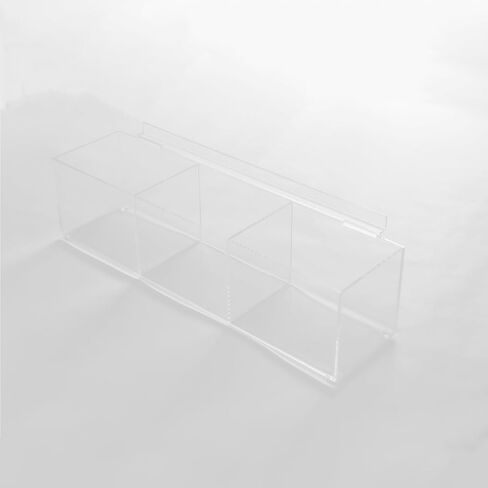 CiaoHER Slatwall Acrylic Retail Tray Rectangular Clear Dump Bin Merchandise Storage Organizer Caddy for Slatwall Displays, 16"x4"x4" (3 compartments) in Kuwait