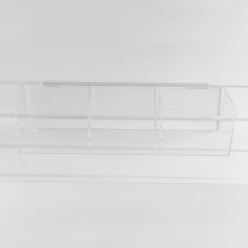 CiaoHER Slatwall Acrylic Retail Tray Rectangular Clear Dump Bin Merchandise Storage Organizer Caddy for Slatwall Displays, 16"x4"x4" (3 compartments) in Kuwait