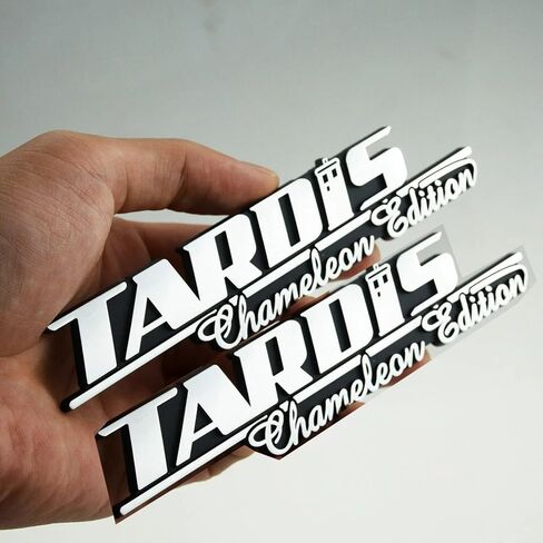 Pair Set Tardis Chameleon Edition Emblem Dr Who Car 3D Badges Sticker Fit for Universal Widow Car Truck Scooter (Silver Black) in Saudi Arabia