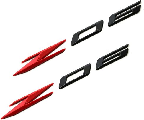 2 قطعة Z06 شعارات ثلاثية الأبعاد لوحة اسم متوافقة مع حجم 2023-2024 C8 85623536 OEM (أسود وأحمر) in Kuwait