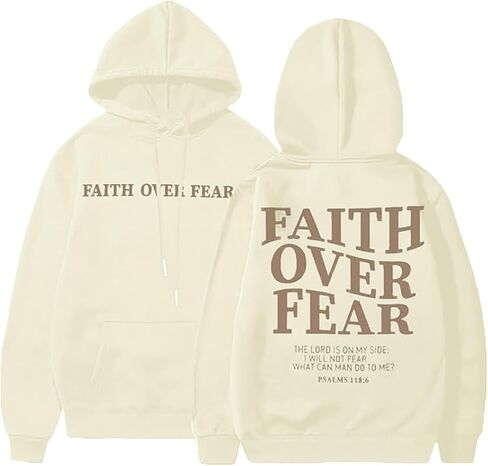 Faith Over Fear Hoodie-Christian Hoodies for Women Christian Religious Sayings Sweatshirts Inspirational Jesus in Saudi Arabia