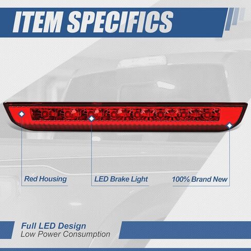 ضوء الفرامل الثالث LED بالكامل من Auto Dynasty متوافق مع 2014-2019 Nissan Rogue، مصباح الكابينة الخلفي الخلفي للشحن، ضوء إيقاف عالي، غطاء أحمر in Saudi Arabia