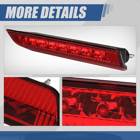 ضوء الفرامل الثالث LED بالكامل من Auto Dynasty متوافق مع 2014-2019 Nissan Rogue، مصباح الكابينة الخلفي الخلفي للشحن، ضوء إيقاف عالي، غطاء أحمر in Saudi Arabia