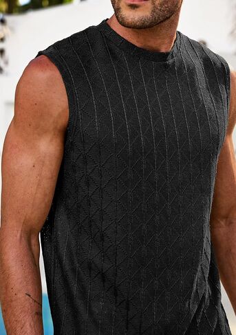 Men’s Textured Tank Top Jacquard Casual Summer Vacation Sleeveless Tshirt (S-XXL) in Saudi Arabia