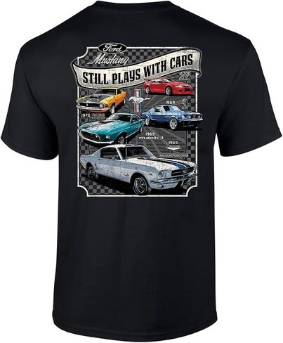 Trenz Shirt Company Still Plays with Cars Men’s Graphic T-Shirt - Mustang 1965-2000 Car Designs in Saudi Arabia
