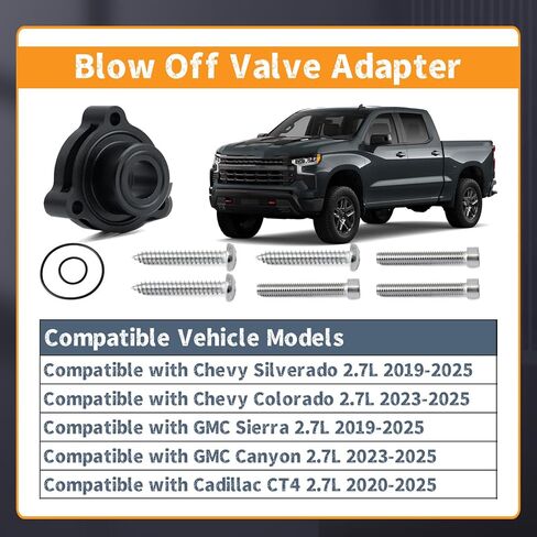استبدال محول صمام النفخ لسيارة تشيفي سيلفرادو كولورادو لسيارة جي إم سي سييرا كانيون لكاديلاك CT4 2.7L Turbo 2019 2020 2021 2022 2023 2024 2025، بديل لمحول BOV الألومنيوم الأسود in Kuwait