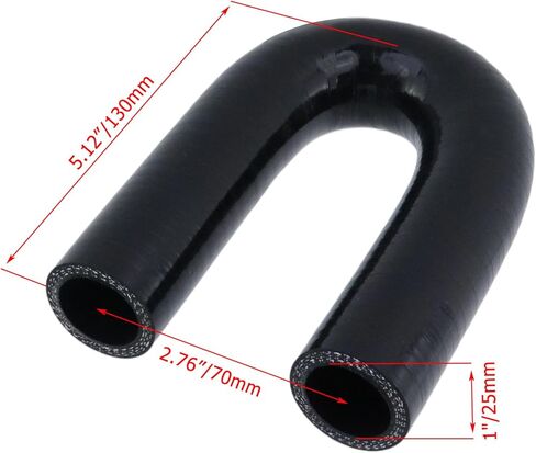 Crapyt 180 Degree Coupler U Bend Shape Elbow Silicone Hose, ID 1"(25mm) Thicknesses 5 mm 4-Ply Reinforced Bend Elbow Coupler Hose for Trucks, Ships, Turbocharger or Intake Tube in Saudi Arabia