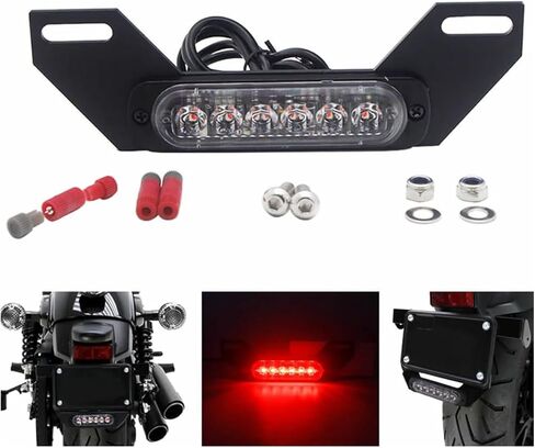 Universal LED Motorcycle B6 Dual License Plate LED Brake Light ATV Burst Flash Tail Stop Lamp Auxiliary Lights Taillight in Kuwait